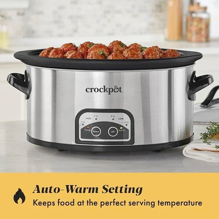 Crockpot One Touch Control 6-Quart Easy-to-Clean Slow Cooker Programmable Steel