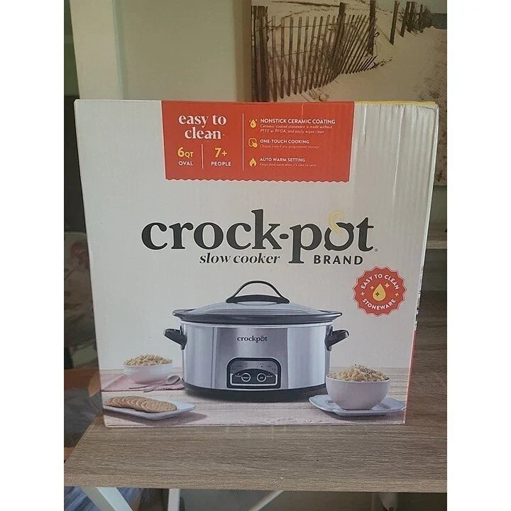 Crockpot One Touch Control 6-Quart Easy-to-Clean Slow Cooker Programmable Steel