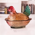 Glass Hen on Nest Candy Dish with Lid,Large Pedestal Unique Candy Bowl for Snack