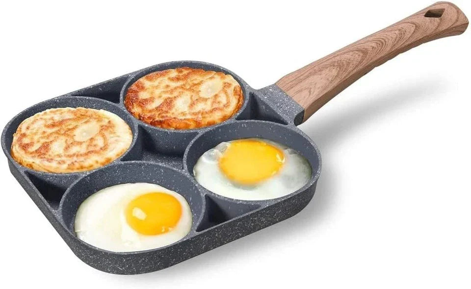 4 Holes Egg Fry Pan Pancake Maker Non-stick Egg Burger Pan with Handle