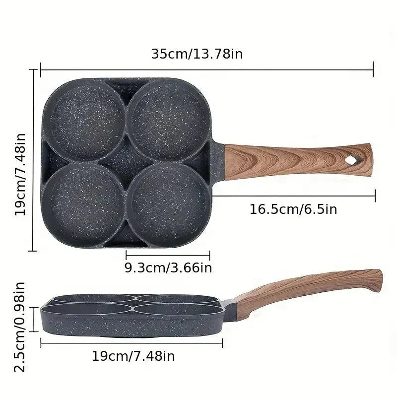 4 Holes Egg Fry Pan Pancake Maker Non-stick Egg Burger Pan with Handle